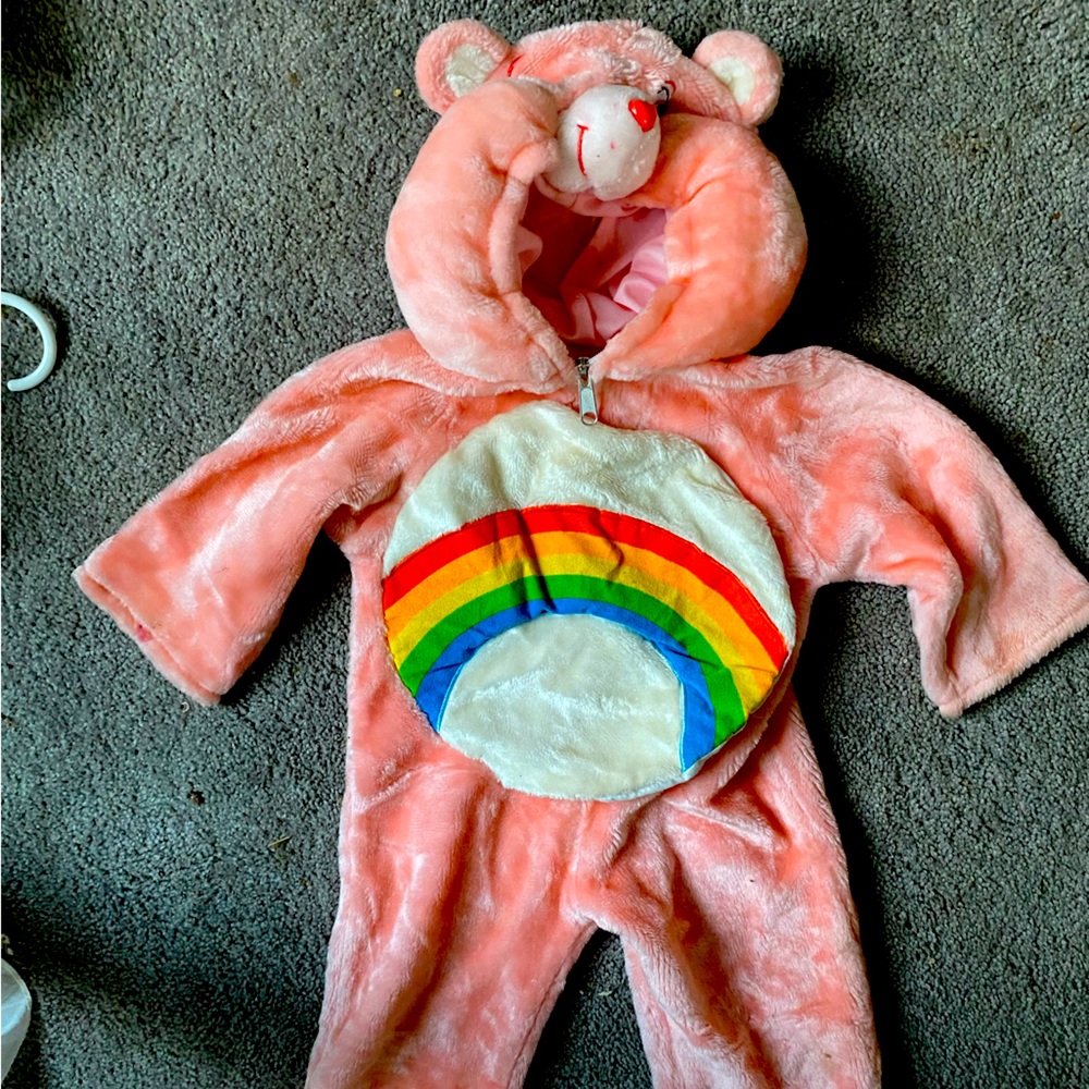 Vintage Rainbow Carebear Costume Girls Pink 1-2 Years SHIPS FAST FOR HALLOWEEN